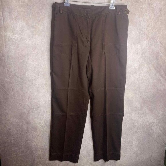 Lauren Ralph Lauren Womens Pants Size 16 Brown Straight Leg Pockets High Rise - Picture 1 of 6